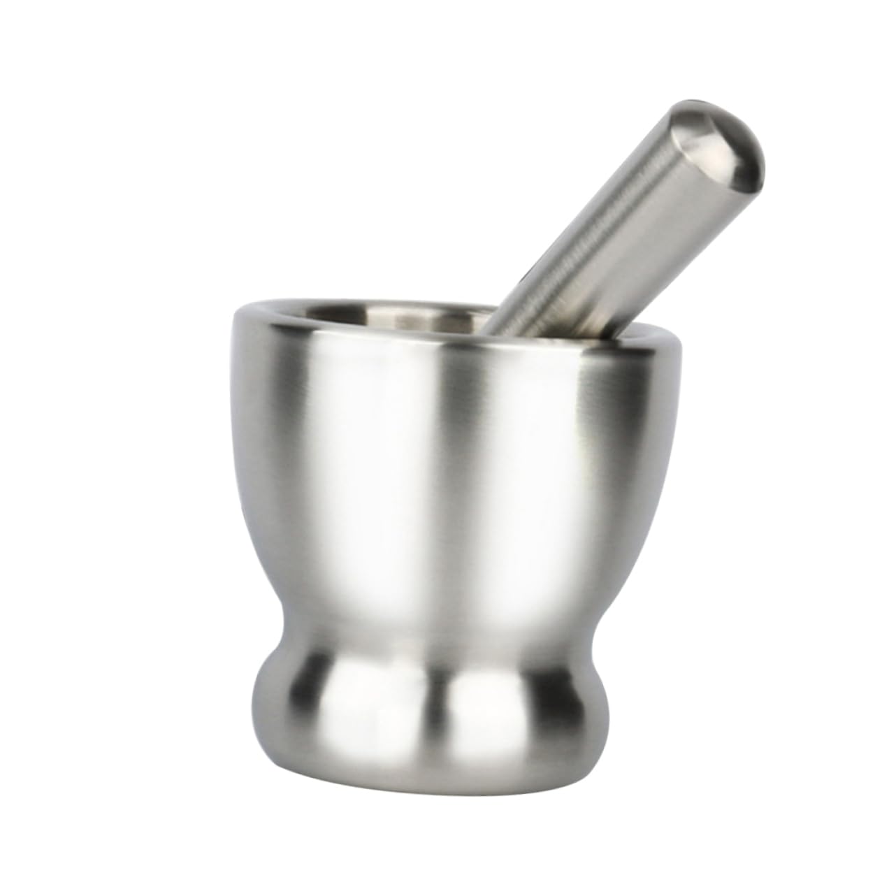 Edelstahl Knoblauchstampfer mit Deckel, Größe S, Silber