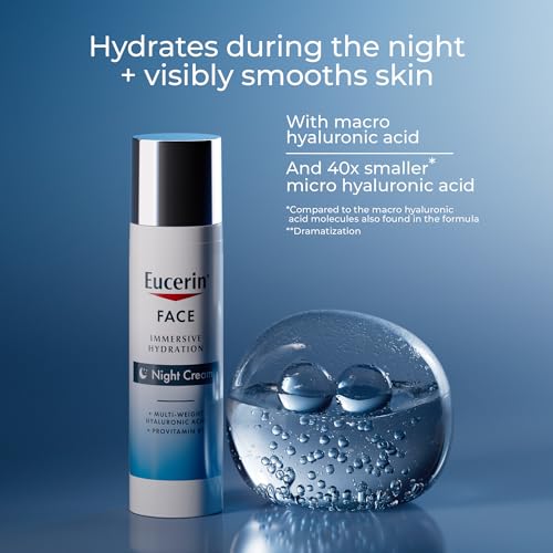 Eucerin Face Immersive Hydration Night Cream with Hyaluronic Acid and Provitamin B5,Ultra-Lightweight Face Moisturizer Smooths Fines Lines and Wrinkles,2.5 Oz Bottle,(Pack of 2) - image 6