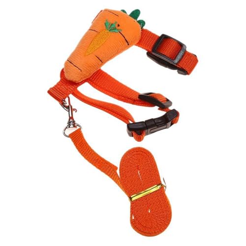 Image of 2PCS Rabbit Harness and Leash Adjustable Bunny Harness Leash Set Small Pet Cute Vest Harness Leash for Safety Walking Running for Bunny Cat Puppy Kitten Ferret (Red+Orange)