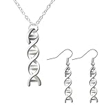 Dna Serotonin Necklace and Earrings Set Women Jewelry - Silver Plated