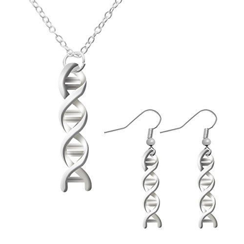 Godyce DNA Serotonin Necklace and Earrings Women Jewelry - Silver Plated with Gift Box (Sets)