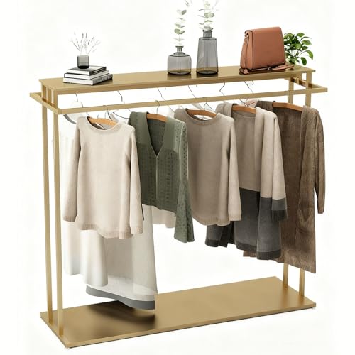 Perchero comercial resistente con estantes, soporte de exhibición de ropa multiusos para tiendas de segunda mano y vendedores, estante de metal duradero para camisas