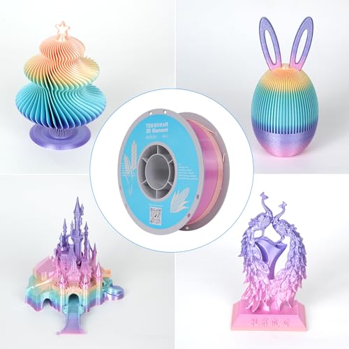 Image of Silk Rainbow PLA 3D Printer Filament Bulk,10Rolls,1KG Spool(2.2lbs) 1.75mm, Multicolor Gradient Filament for Most FDM 3D Printers,7 Rolls Silk Rainbow + 3 Rolls Matte Rainbow PLA.