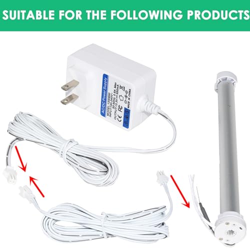13.3V Power Adapter harger for Somfy Sonesse Wirefree Plug-in Charger 9020672,for Sonesse ST30 & R28 Motors Charge,(with 9.6FT Extended Reach Cable)
