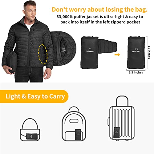 33,000ft Men's Lightweight Packable Insulated Puffer Winter Jacket, Water-Resistant Warm Quilted Puffy Coat by 33,000ft - Used condition - US$40.27