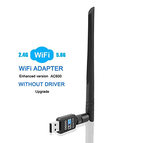 QGOO WiFi Adapter ac600Mbps，Wireless USB Adapter 2.42GHz/5.8GHz Dual Band 802.11 ac Network LAN