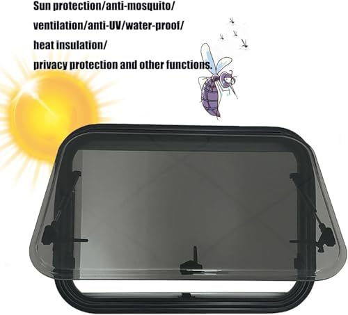 Rv Caravan Push Out Window - Double Layer Acrylic Glass with Sunshade, 65° Max Opening Angle, RV Exit Window for Motorhome - 500x350mm Camper Accessory