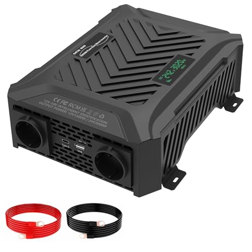 DATOUBOSS Inverter 24V 220V/230V Onda Pura 3000W/6000W, Convertitore 24V 220V 3000W con Display LCD, 2 Prese AC, USB-A e Type-C, per Camper, Casa, Impianti Fotovoltaici e Off-Grid