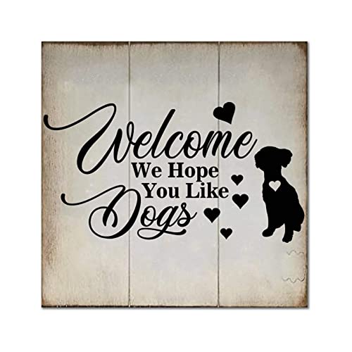 Panneau de bienvenue Shiba Dog en bois suspendu de 30x30 cm