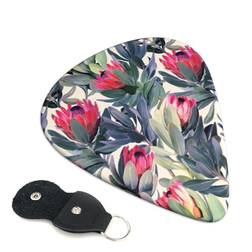 白背景のプロテア柄 かわいい漫画エレキギターピック Abs 素材エレアコ弦楽器 初心者トライアングルピック 6 枚セット 0.46mm