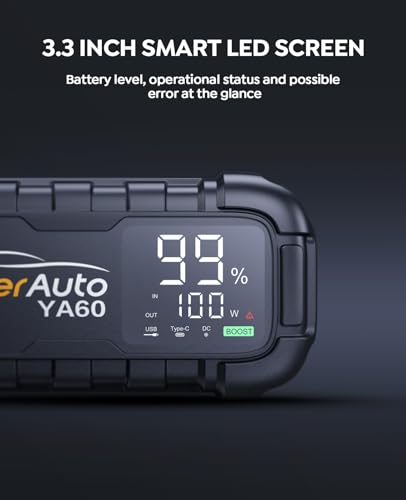 YaberAuto Car Jump Starter, 6000A Car Battery Jump Starter Battery Pack (All Gas/11.0L Diesel)