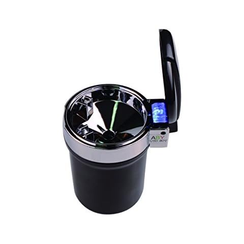 ABy Portable Car Cigarette Smokeless Ashtray Holder Tray with Cool Blue LED Light Cover