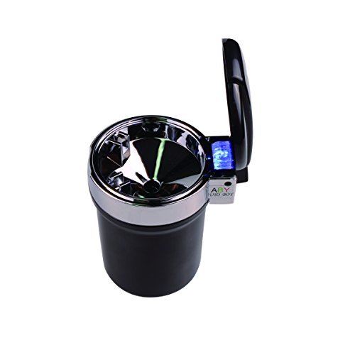 ABy Portable Car Cigarette Smokeless Ashtray Holder Tray with Cool Blue LED Light