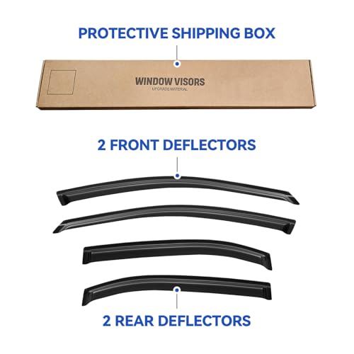 Image of Window Visors Rain Guards Shield for 2006-2012 Ford Fusion, Out-Channel Window Vent Wind Deflectors Visors Shades for 2007-2013 Lincoln MKZ, 2006-2010 Mercury Milan, 2006 Lincoln Zephyr