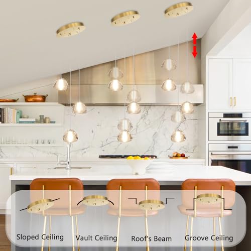 Image of Modern Chandelier Crystal Pendant Light for Kitchen Island Dining Room Bedroom Hallway Gold