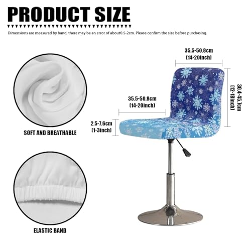 Image of Bar Stool Covers with Backs Set of 2 Christmas Blue Snowflakes Waterproof Swivel Bar Stool Covers Slipcovers with Elastic Band Non-Slip Cushion Slipcover for Counter
