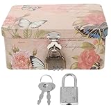 Hohopeti Caja de Almacenamiento de Escritorio Cerradura, Caja de Hojalata Retro Tapa, Estuche para Guardar Anillos y Aretes, Adecuado para Oficina