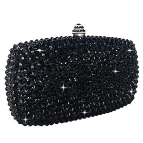 Image of Boutique De FGG Mini Crystal Clutch Purse for Women Formal, Spikes Rhinestone Clutch Evening Bag, Wedding Party Handbag