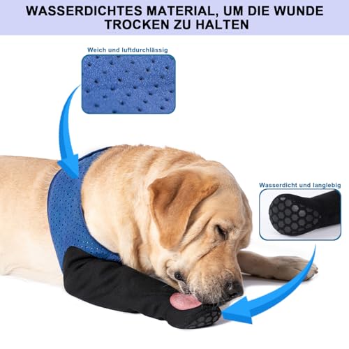 COODEO Hundesocken gegen Pfotenlecken & Schutz bei Verletzungen, mit rutschfesten Sohlen. Wasserdichter Pfotenschutz. (Blau, L_Left)