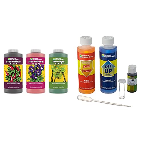 General Hydroponics Floraseries Hydroponic Nutrient Fertilizer System With Floramicro, Florabloom And Floragro, 1 Pt. & Ph Control Kit For A Balanced Nutrient Solution #TOP9