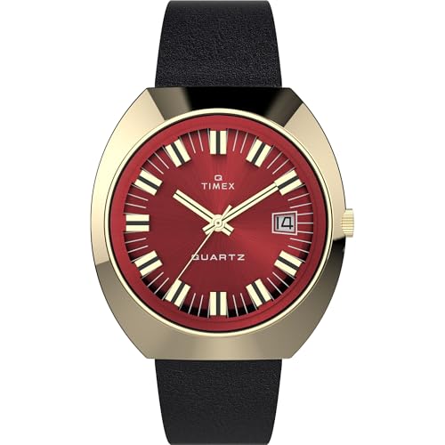Timex Q Men's 1972 Reissue 43mm Gold-Tone Burgundy Dial Watch - TW2V25400H7