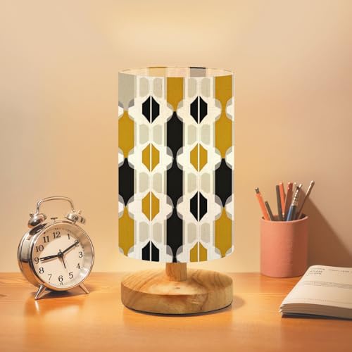 Bedside Table Lamp 1960s Pattern Stylish Mid Mod Geometric Mid