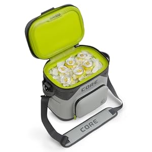 CORE Magnetic Leak Proof Cooler with Waterproof Zipper | Insulated Bag Portable Ice Chest Box | Best Soft Cooler for Food & Beverages for Tailgating, Car Camping, Travel, and Family Beach Picnics