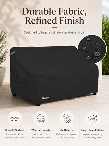 Image of ANartcle 3-Seater Patio Sofa Cover,85W x 37D x 35H Inches Outdoor Couch Cover,100% Waterproof Heavy Duty Patio Sofa Covers,Patio Furniture Covers,Black