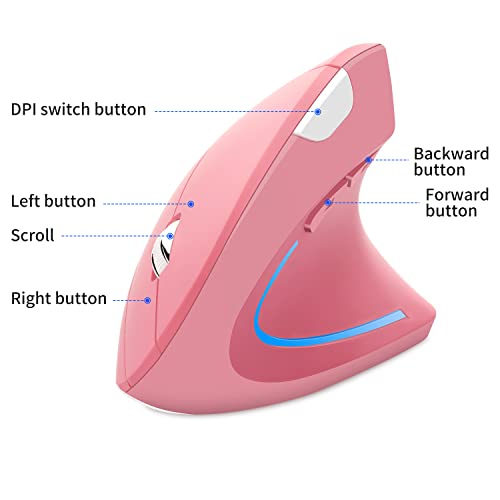 Ratón inalámbrico vertical ergonómico óptico para mano derecha con botones silenciosos 7
