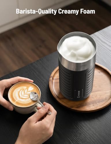 Image of Waterproof Milk Frother, Fully Dishwasher Safe, 4 Modes for Hot /Cold Foam, Latte, Cappuccino, 2 Frothing whisks, Cleaning Kit,One-Touch Operation, Ergonomic Grip, Compact Coffee Maker