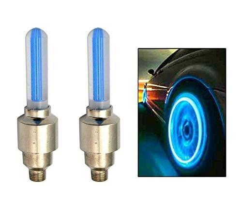 Image of Jumbuck LED Wheel Lights - Blue Motion Sensor Valve Caps for Bicycle, Motorcycle, Car Tires | Waterproof Automatic Firefly Lights, Universal Fit Tire Valve Stem Caps (Pack of 2)