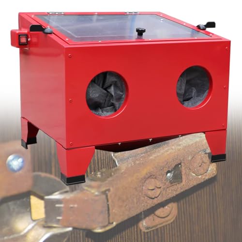 vnmudzeo 90 L Benchtop Sandblast Machine,75-125 psi Pressure,LED Commercial Rust Removal Sand Blasting Cabinet,for Polishing,Milling, Grinding