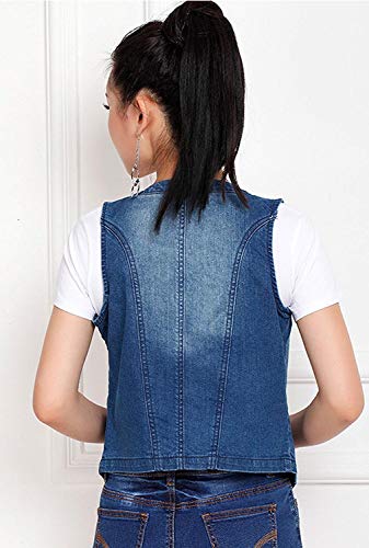 Chaleco elástico sin mangas con cuello en V chaleco de botones casual de mujer 3