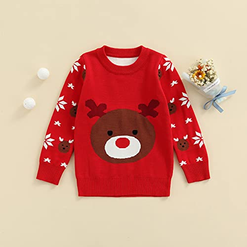 Fyclemt Baby Little Boys Girls Knit Sweater Toddler Christmas Sweatershirt Jumper Pullover Reindeer Santa Sweatshirt Winter Clothes (Cartoon, 3-4T) #TOP1