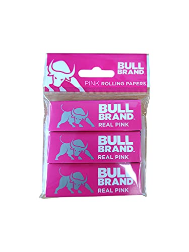 New BULL BRAND Pink Colour Pack of 3 Cut Corner Rolling Papers