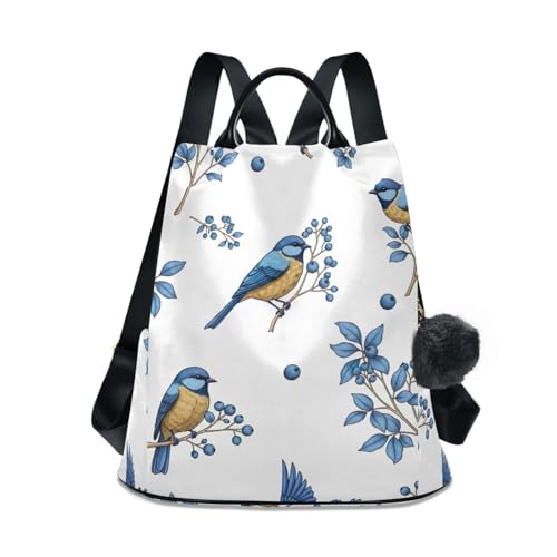Anti-vol garanti : sac à dos femme bleu oiseaux contre les pickpockets