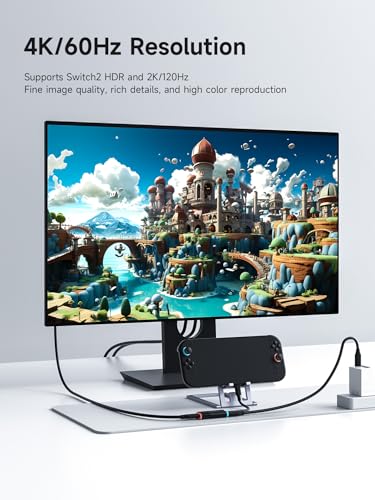 Image of Hagibis Switch 2 Dock, USB C Male to HDMI Cable with 4K@60Hz HDMI, 100W PD, Portable Travel TV Dock Type-C to HDMI Adapter for Laptop, Tablet, Switch, SteamDeck, ROG Ally (Male to Female 4K@60Hz)