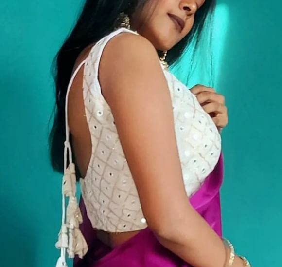 Women's Party Wear Bollywood Pure Georgette Readymade Style Saree Blouse Crop Top Choli3