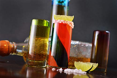 Mexican Tequila Glass Shot - 6 Pack Novelty Design Multicolor Recycled Glassware Set Unique Artisan Crafted Dishwasher Safe Lead Free Hand Blown Vodka Scotch Whiskey Wine tots 2 oz. party supplies - Thumbnail 6