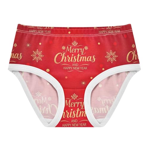Gold Christmas Festival Red Panties for Girl Girls Underwear Toddler Cotton Artistic Briefs Kids Undies 2t
