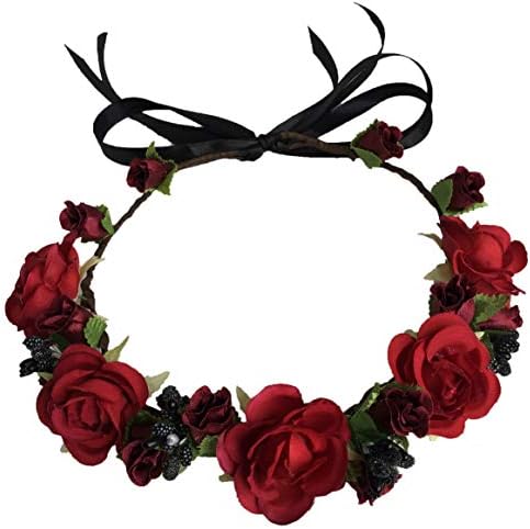 Flower Crown Girls Floral Headband - Headpiece Artificial Roses Wedding Bridal - Wreath Boho Kids Toddler