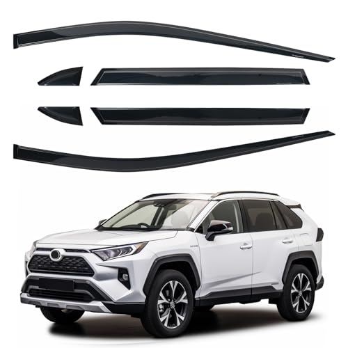 Side Window Visor 6 Piece Set for Toyota RAV4 2019 2020 2021 2022 2023 2024 Safe RAIN Out-Channel Guard Deflector Window Deflectors Vent Deflectors (for RAV4 19-25 6-Piece Set)