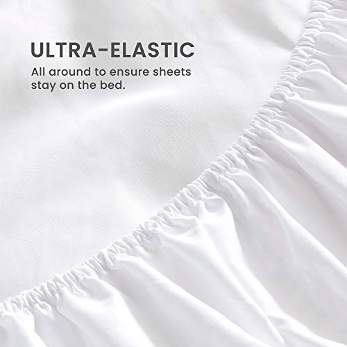 SLEEP ZONE Extra Deep Pocket Queen Sheet Set 4 Piece - Super Soft Brushed Microfiber Bedding Sheets Set Fits Deep Mattress Upto 21 inches (White, Queen)