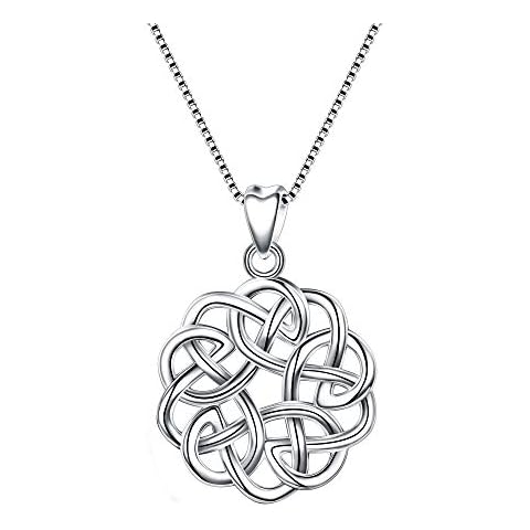 EVER FAITH 925 Sterling Silver Round Infinity Endless Love Celtic Knot Pendant Necklace for Women Cover
