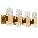 Epinl Gold Bathroom Vanity Light Fixtures Bathroom Light Fixtures Over Mirror 4-Light 4000K LED Crys