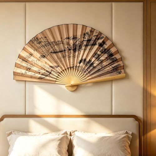 Éventail mural géant chinois pliable pour décoration de salon et studio - 4