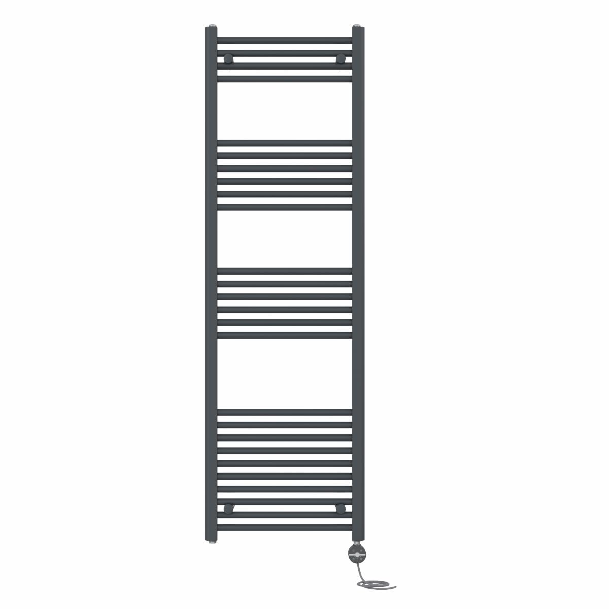 NRG Prefilled Straight Electric Heated Towel Rail Radiator Anthracite Thermostatic Bathroom Warmer with Touch Screen Display 1600x500mm - 800W