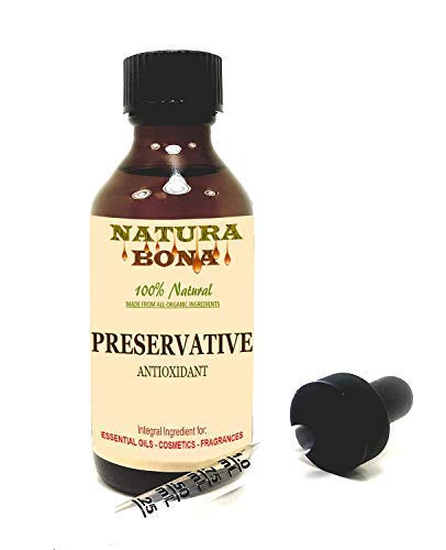 Natura Bona Oil Based Natural Antioxidant Preservative Made from Organic Ingredients for DIY Essential Oils, Lotions, Soaps, Creams, Fragrances, Cosmetics and Hair Products; 2oz Calibrated Amber Glass