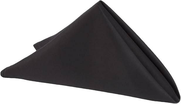 CVL 10 Pk, Lamour Satin Napkin Approx. 20"x20" Square Edge Hemmed - Black