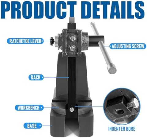 3 Ton Arbor Press - Manual Tool for Stamping, Bending, Forming - 12" Max Height, Heavy-Duty Cast Iron Construction, Ideal for Metalworking and DIY Projects